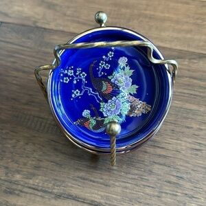 VINTAGE~INTERPUR~SET OF FOUR~TAIWAN CERAMIC COASTERS~BLUE BIRD of PARADISE~BR